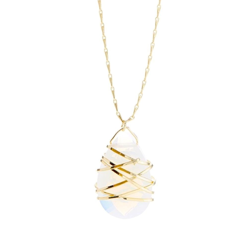 New Gorgeous 14k Gold & Sterling Silver Moonstone Necklace